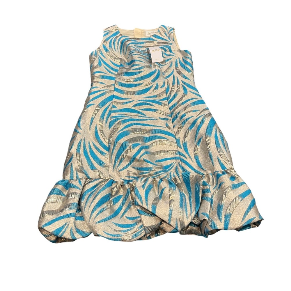 NEW Lilly Pulitzer Faylinn Shift Dress Womens 0 Blue Midnight Sparks Brocade